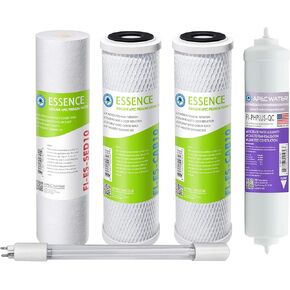 APEC Water Systems FILTER-SET-ESPHUV-SSV2 High Capacity Replacement Filter Set for Essence Series ROES-PHUV75 Reverse Osmosis Water Filter System Stage 1-3, 5&7