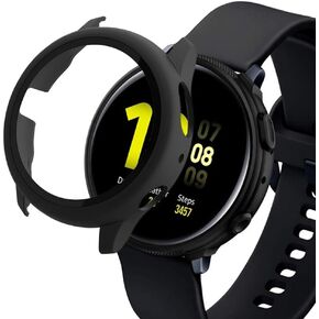 Compatible with Samsung Galaxy Active2 40mm Case with Screen Protector, Anti-Scratch Shockproof Matte Hard Cover and Hard PET Screen Protector for Galaxy Watch Active 2 Black