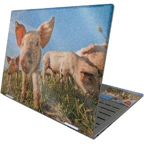 MightySkins Glossy Glitter Skin Compatible with HP Envy x360 13" (2022) - Pig Face | Protective, Durable High-Gloss Glitter Finish | Easy to Apply, Remove, and Change Styles | Made in The USA