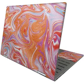 MightySkins Glossy Glitter Skin Compatible with HP Envy x360 13" (2022) - Orange Swirl | Protective, Durable High-Gloss Glitter Finish | Easy to Apply, Remove, and Change Styles | Made in The USA