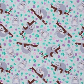 Mook Fabrics Flannel PRT Sleepy Sloth, Moss 15 Yard Bolt