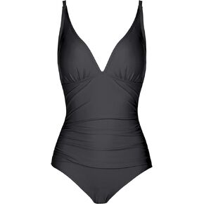 Joyaria Womens Tummy Control One Piece Swimsuit V Neck Slimming Bathing Suit