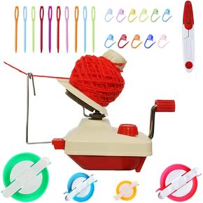 Yarn Winder, Convenient Yarn Winder, Yarn Swift and Winder Combo, Easy to Install, 1 Scissor + 20 Gauge Knitting Needles + 4 Sizes of Pom Pom Makers (26)