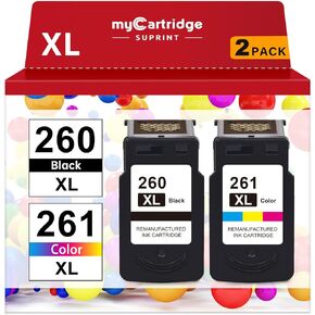 myCartridge SUPRINT 260XL 261XL Remanufactured Ink Cartridge Replacement for Canon 260 and 261 Ink Cartridges for TS6420 TR7020 TR7022 TS5300 TS5320 Printer CL-261XL PG-260XL Ink Cartridge (2 Pack)