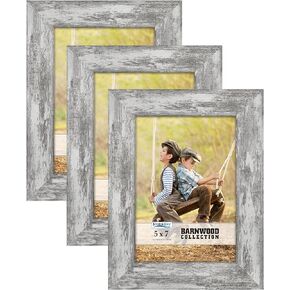 Icona Bay 8x10 Picture Frame (Pony Gray, 3 Pack), Country Rustic Style 8 x 10 Photo Frame, Table Top or Wall Mount, Barnwood Collection