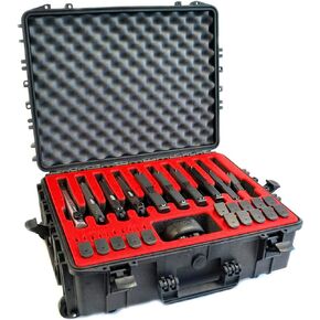 10 Pistol 20 Magazine Hard Case, DORO Wheeled Gun Case with MyCaseBuilder Custom Foam Insert - Waterproof, Heavy Duty - Tactical Gun/Firearm and Ammunition Holder, 21 x 15.87 x 7.25 Inch, Black in Saudi Arabia