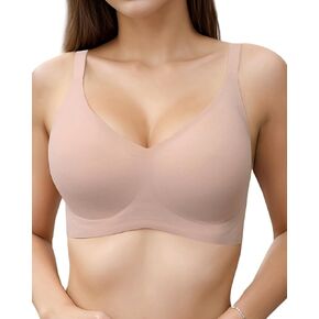 Floral Seamless Bra Wireless Bras for Women No Underwire Full Coverage V Neck Cross Back Bralettes with Support