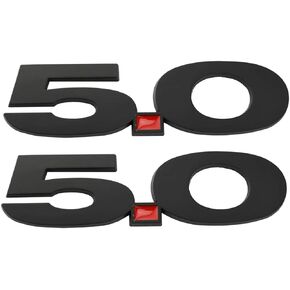 2pcs 5.0 Emblems 3D Fender Side Badge Decal Stickers Replacement for 2011-2020 Mustang GT (BlackRed)