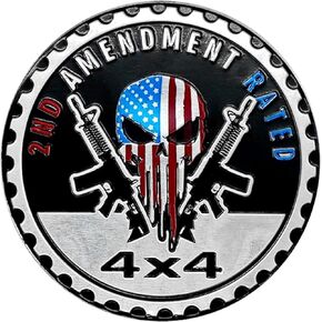 1Pc Black Exterior Accessories, 2ND Amendment Badge Rated Car Emblem,4 x 4 Metal Automotive Badge 3D Metal Car Badges Emblems Round Emblem Decals, Car Badge Decals Stickers,Trucks SUV Badge,Automotive