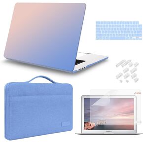 iCasso for MacBook Air 15 inch Case 2024 2023 Release M3 A3114 M2 A2941, Hard Shell Case & Carrying Laptop Sleeve Bag & Screen Protector & Keyboard Cover for Mac Air 15.3'', Gradient