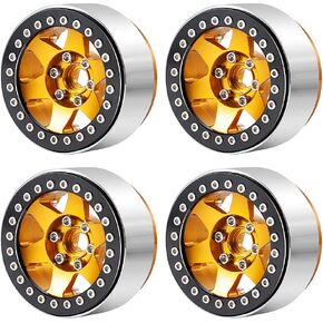 RCLIONS 4PCS RC 2.2" Beadlock Wheels Aluminum Alloy Rims for AXIAL Wraith RR10 TRX4 1/10th RC Crawler Truck Car
