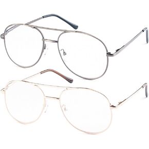 Set of Metal Aviator Glasses For Reading