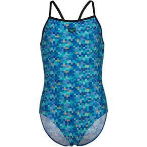 ARENA Performance Girls' Pool Tiles Front-Lined Light Drop Back Swimsuit Pool Training Swim Team Competitions Bathing Suit