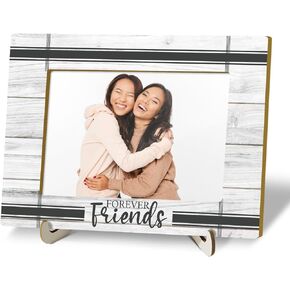 Tabletop Wood Photo Frame, Forever Friend Desktop Picture Frame with Stand, Friendship Boys Girls Graduation Women Men Gift, Home Table Decor Supplies for Living Room Bedroom (4x6" Horizontal) -24