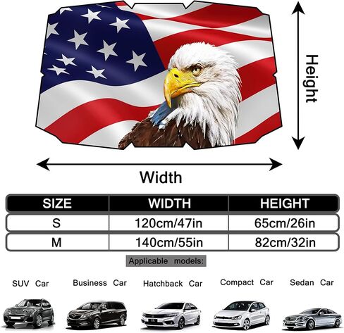 Umbrella Sunshades for Car, USA Flag Eagle Dollar Car Windshield Sun Shade Umbrella for SUV Sedan Truck-Block UV Rays Reflector Umbrella with Storage Bag-55"x31" in Saudi Arabia