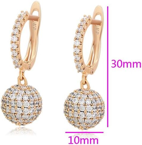XUPING 18K مطلية بالذهب الكرة قطرة استرخى أقراط مكعب زركونيا هوب أقراط للنساء سباركلي مجوهرات الأزياء in Saudi Arabia