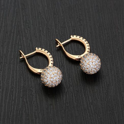XUPING 18K مطلية بالذهب الكرة قطرة استرخى أقراط مكعب زركونيا هوب أقراط للنساء سباركلي مجوهرات الأزياء in Saudi Arabia