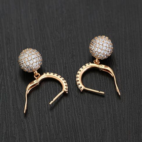 XUPING 18K مطلية بالذهب الكرة قطرة استرخى أقراط مكعب زركونيا هوب أقراط للنساء سباركلي مجوهرات الأزياء in Saudi Arabia