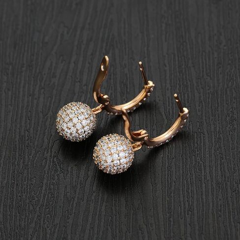 XUPING 18K مطلية بالذهب الكرة قطرة استرخى أقراط مكعب زركونيا هوب أقراط للنساء سباركلي مجوهرات الأزياء in Saudi Arabia