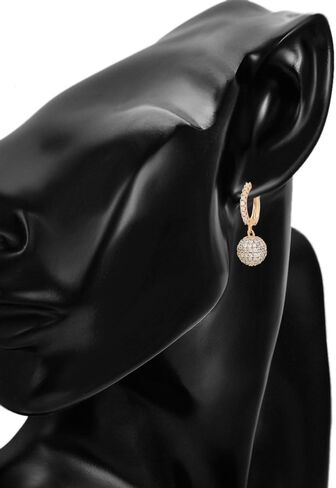 XUPING 18K مطلية بالذهب الكرة قطرة استرخى أقراط مكعب زركونيا هوب أقراط للنساء سباركلي مجوهرات الأزياء in Saudi Arabia