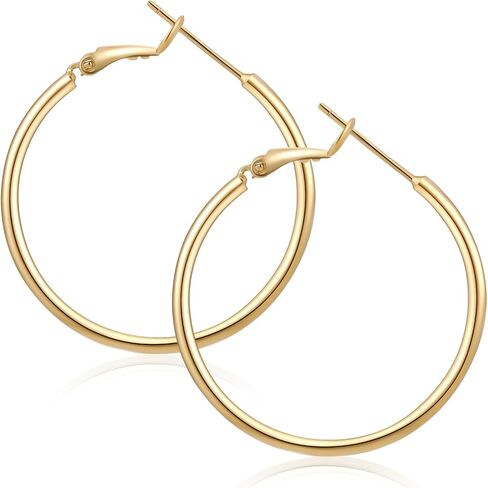 14k Gold Plated Hoop Earrings for Womens Hypoallergenic Big Gold Hoop Earrings in Kuwait