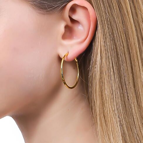 14k Gold Plated Hoop Earrings for Womens Hypoallergenic Big Gold Hoop Earrings in Kuwait