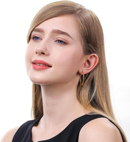 14k Gold Plated Hoop Earrings for Womens Hypoallergenic Big Gold Hoop Earrings in Kuwait