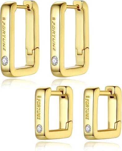 أقراط دائرية ذهبية للنساء 18 قيراط مطلية بالذهب خفيفة الوزن لا تسبب الحساسية مكعب زركونيا مكتنزة مفتوحة أقراط صغيرة للنساء والفتيات والرجال هدية مجوهرات أنيقة in Kuwait