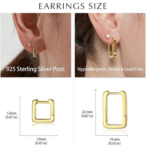 أقراط دائرية ذهبية للنساء 18 قيراط مطلية بالذهب خفيفة الوزن لا تسبب الحساسية مكعب زركونيا مكتنزة مفتوحة أقراط صغيرة للنساء والفتيات والرجال هدية مجوهرات أنيقة in Kuwait