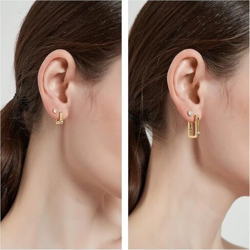 أقراط دائرية ذهبية للنساء 18 قيراط مطلية بالذهب خفيفة الوزن لا تسبب الحساسية مكعب زركونيا مكتنزة مفتوحة أقراط صغيرة للنساء والفتيات والرجال هدية مجوهرات أنيقة in Kuwait