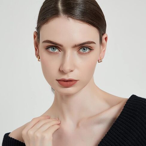 أقراط دائرية ذهبية للنساء 18 قيراط مطلية بالذهب خفيفة الوزن لا تسبب الحساسية مكعب زركونيا مكتنزة مفتوحة أقراط صغيرة للنساء والفتيات والرجال هدية مجوهرات أنيقة in Kuwait