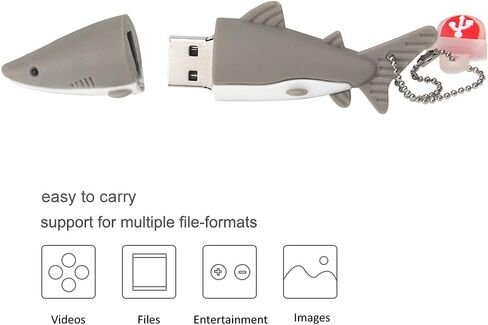 محرك فلاش USB سعة 32 جيجابايت على شكل قرش رمادي لطيف محرك أقراص USB محركات أقراص الإبهام USB 2.0 عصا ذاكرة لتخزين البيانات الخارجية in Saudi Arabia