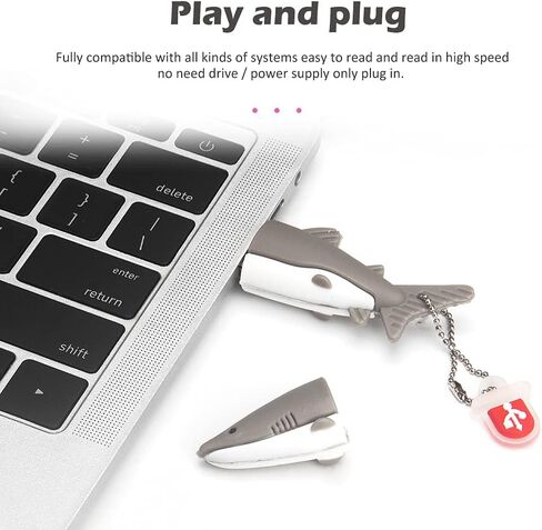 محرك فلاش USB سعة 32 جيجابايت على شكل قرش رمادي لطيف محرك أقراص USB محركات أقراص الإبهام USB 2.0 عصا ذاكرة لتخزين البيانات الخارجية in Saudi Arabia