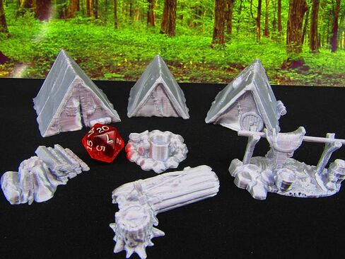 Hero's Hoard Adventurer's Camp w/ Tents Campfire and More 28mm Miniature Hero's Scale Scatter Terrain RPG Tabletop Fantasy Games Dungeon's and Dragons in Saudi Arabia