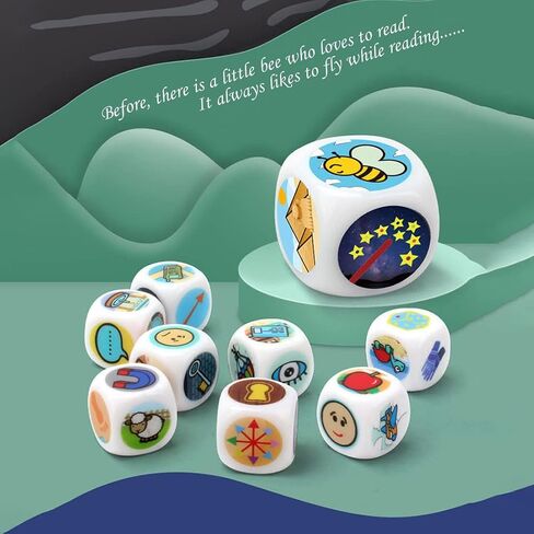 Happy Story 9 Colorful Cubes Bundle Dices - A Happy Travels Telling Cubes and Oral Language Dice 54 Images Unlimited Stories Combination Iconic Storytelling Game Imaginative Play for Kids in Saudi Arabia