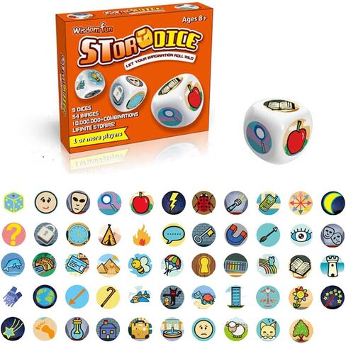 Happy Story 9 Colorful Cubes Bundle Dices - A Happy Travels Telling Cubes and Oral Language Dice 54 Images Unlimited Stories Combination Iconic Storytelling Game Imaginative Play for Kids in Saudi Arabia