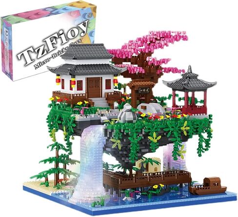 Peach Blossom Spring Utopia Building Blocks Set (3661Pcs) Famous Chinese Fable Architecture with 2 Figures & String Lights Educational Toys Micro Bricks for Kids Adults in Saudi Arabia