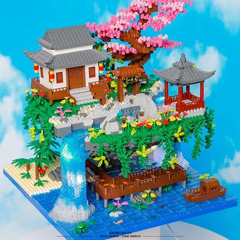 Peach Blossom Spring Utopia Building Blocks Set (3661Pcs) Famous Chinese Fable Architecture with 2 Figures & String Lights Educational Toys Micro Bricks for Kids Adults in Saudi Arabia