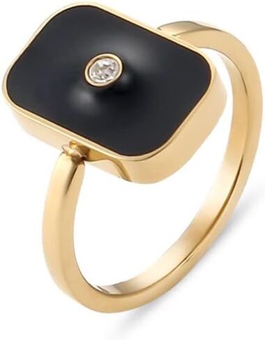 18Kt Gold Plated Enamel Ring, Zara - Size 7, 2 X 2 X 1 Inches Gold in Saudi Arabia