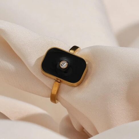 18Kt Gold Plated Enamel Ring, Zara - Size 7, 2 X 2 X 1 Inches Gold in Saudi Arabia