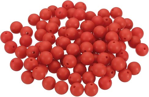 PATIKIL 12mm Silicone Beads, 100PCS Silicone Beads Bulk Spacer Beads Focal Cute for Pens Keychain Bracelets Necklace Jewelry Making, Red in Saudi Arabia