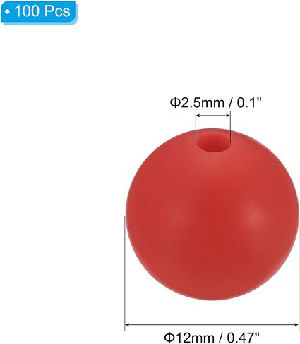 PATIKIL 12mm Silicone Beads, 100PCS Silicone Beads Bulk Spacer Beads Focal Cute for Pens Keychain Bracelets Necklace Jewelry Making, Red in Saudi Arabia