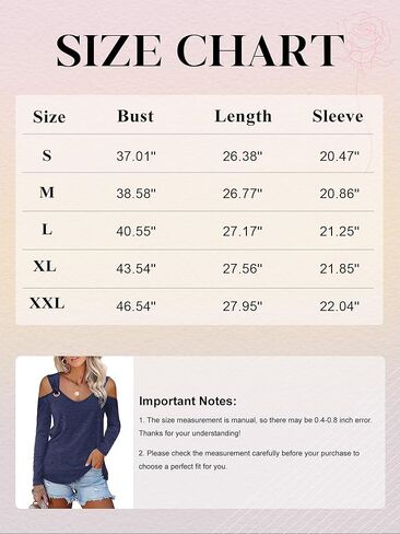 Womens Fashion Cold Shoulder Tops V Neck Navy Blue Blouse Tunic Shirts Summer Long Sleeve T Shirts in Kuwait