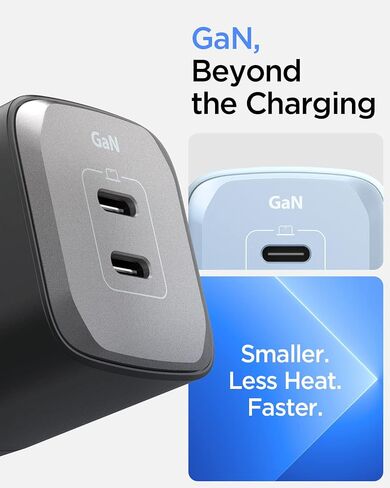Spigen GaN III 652 65W 2 Ports Compact Foldable Dual USB C Wall Charger PD PPS Fast Charging Block Converter for iPhone 15 Pro Max 14 13 iPad MacBook Air Vision Samsung Galaxy S24 Ultra Plus steam Deck in Saudi Arabia