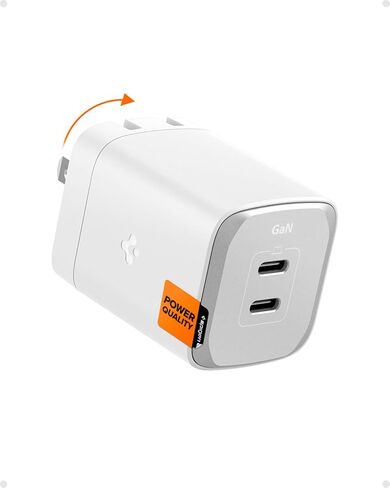 Spigen GaN III 652 65W 2 Ports Compact Foldable Dual USB C Wall Charger PD PPS Fast Charging Block Converter for iPhone 15 Pro Max 14 13 iPad MacBook Air Vision Samsung Galaxy S24 Ultra Plus steam Deck in Saudi Arabia