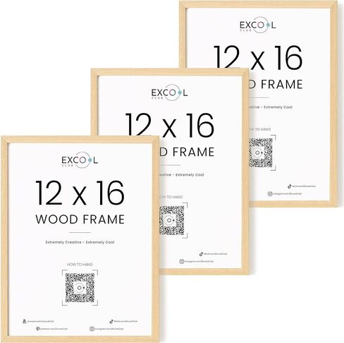 مجموعة إطارات باللون البيج مقاس 12 × 16 مكونة من إطار صور مقاس 3-12 × 16 مع زجاج شبكي، وإطارات خشبية طبيعية مقاس 12 × 16 لفن الحائط، وإطار ملصقات خشبي مقاس 12 × 16 للتركيب على الحائط، وإطار خشبي مقاس 12 × 16 بوصة in Kuwait