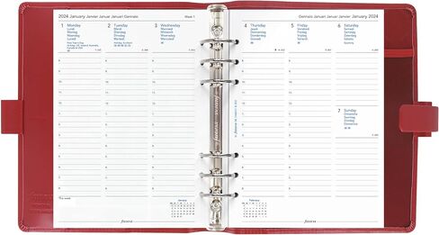 Filofax Metropol Organizer, A5 Size, Red - Leather-Look, Six Rings, Week-to-View Calendar Diary, Multilingual, 2024 (C026972-24) in Saudi Arabia