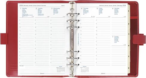 Filofax Metropol Organizer, A5 Size, Red - Leather-Look, Six Rings, Week-to-View Calendar Diary, Multilingual, 2024 (C026972-24) in Saudi Arabia