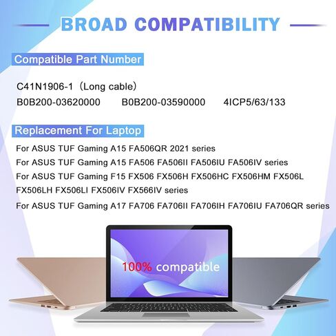 C41N1906-1 (خط طويل) استبدال بطارية الكمبيوتر المحمول ASUS TUF Gaming A15 FA506 FA506IU FA506IV FA506II FA506QR 2021 F15 FX506L FX506LH FX506LI FX506 FX506H FX506HM FX566IV 15.4V 90Wh 584 5 مللي أمبير in Kuwait