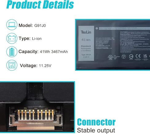 بطارية كمبيوتر محمول G91J0 متوافقة مع Dell Latitude 3320 3420 3520 Inspiron 5410 5418 3510 3511 3515 5515 Vostro 5510 5515 Series V6W33 0WV3K8 0VKYJX 0MVK11 0XDY9K 0PG8YJ 0927N5 0MGCM 5 0FH3K2 in Kuwait